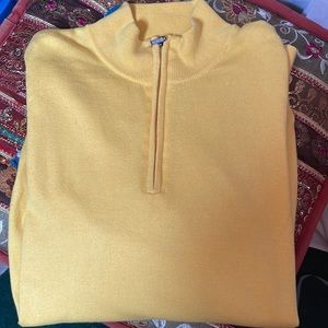 LL BEAN 1/4 zip Yellow cotton/cashmere blend sweater